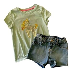 GIRLS SIZE 6 OUTFIT-CAT & JACK TOP AND SHORTS